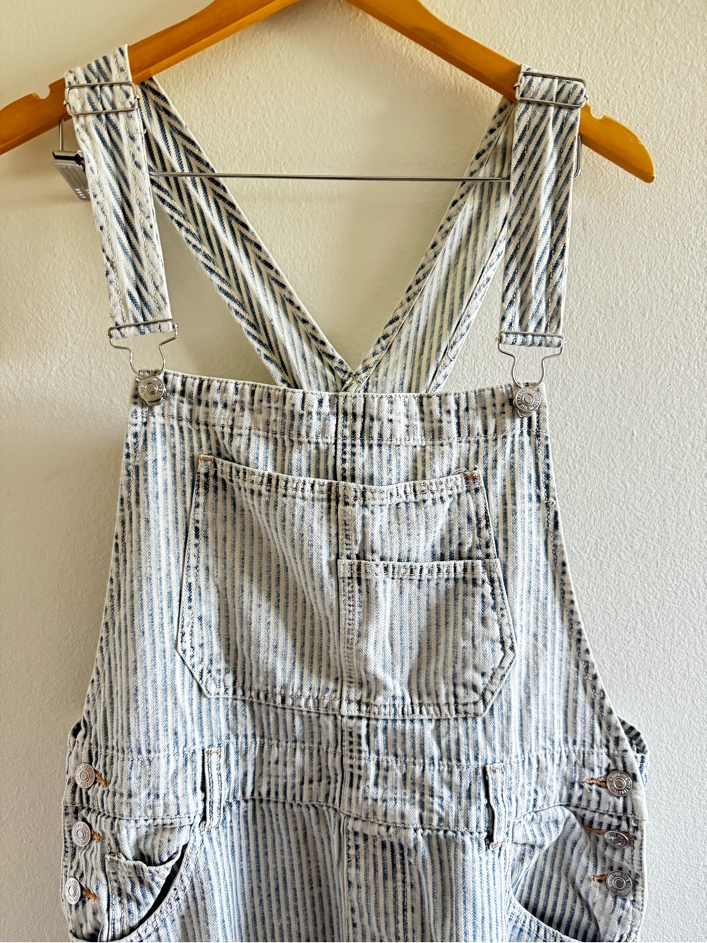 Free People We The Free Good Luck Striped Cotton Overalls - Picture 7 of 9